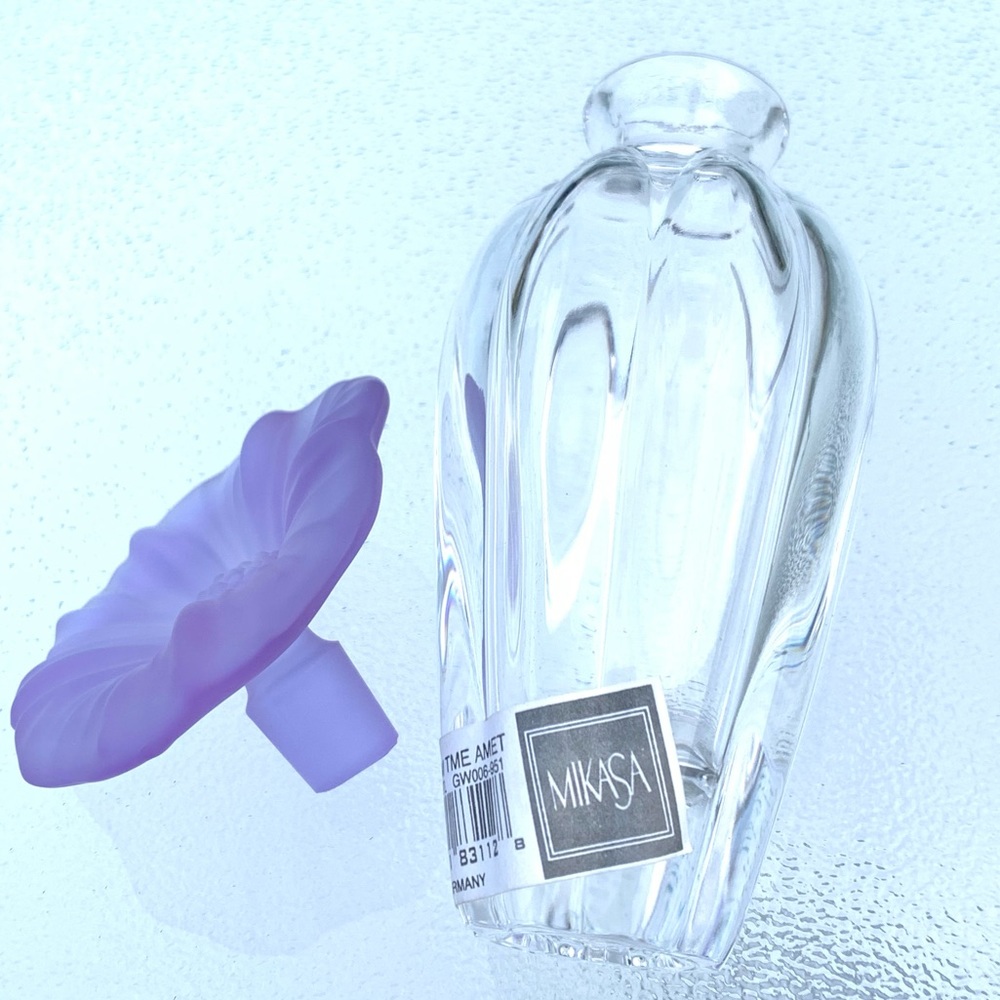 Mikasa Crystal Purple Flower Stopper Perfume Bottle - Picture 4 of 9